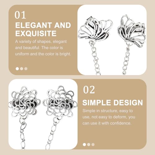 Healeved 2 Stück Teiliges Collar Pin aus Zinklegierung Dekorative Anstecknadeln mit Lapel Clip Ketten Modische Broschen für Hemd und Mantel Vielseitiges Schmuckaccessoire für Kleidung und von Healeved