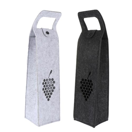 Healeved 2 Stück Teiliges Filz weinflaschentaschen Tragegriff Leichte und Robuste Aufbewahrungstaschen in Hellgrau und Dunkelgrau Tragbar und Schützend für Weinflaschen Stilvolle von Healeved