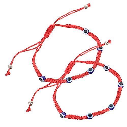 Healeved 2 Stück Teiliges Handgefertigtes Evil Eye Armband Verstellbares Rotes Flechtarmband für Damen und Herren Modisches Schutz und Glücksarmband Unisex Schmuck für Alltag und Besondere von Healeved