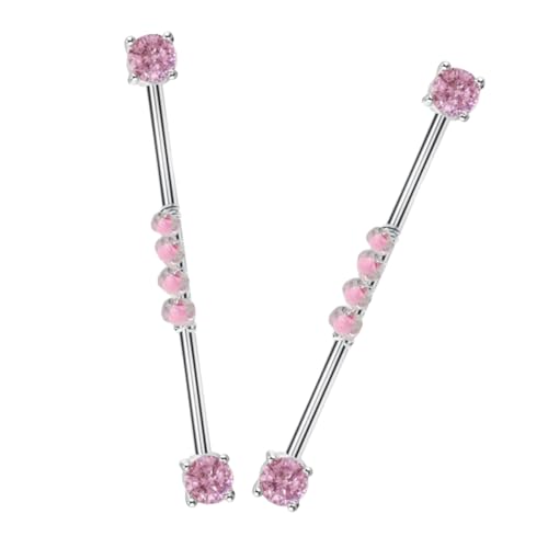 Healeved 2 Stück Teiliges Industrial Barbell Ohrstecker aus Titanstahl Cartilage Piercing Studs mit Funkelnden Perlen Lang Ergonomisch Geformt für Damen und Herren Langlebig und von Healeved