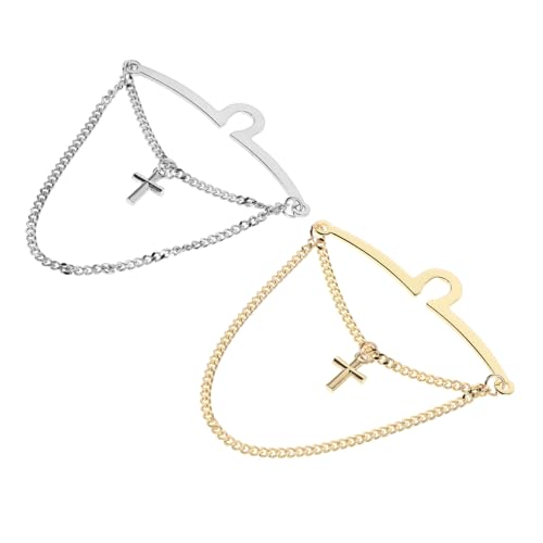 Healeved 2 Stück Teiliges Ketten Herren Modische Krawattenketten mit Kreuzanhänger Robuste Kupfer-kragenclips Stilvolle Krawattenaccessoires für Hochzeit Business und Formelle Anlässe von Healeved