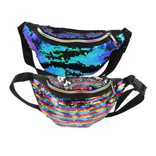 Healeved 2 Stück Teiliges Mermaid Pailletten Bauchtasche mit Verstellbarem Gurt Glitzernde Umhängetasche für Damen und Mädchen Große Kapazität Langlebig und Praktisch für Outdoor von Healeved