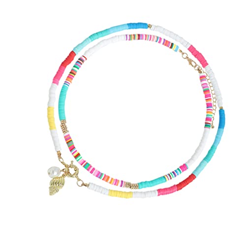 Healeved 2 Stück Teiliges Polymer Clay Clavicle Halskette für Damen Doppellagige Halskette Sommerstrand Accessoire Handgefertigter Boho Schmuck für Outfits von Healeved