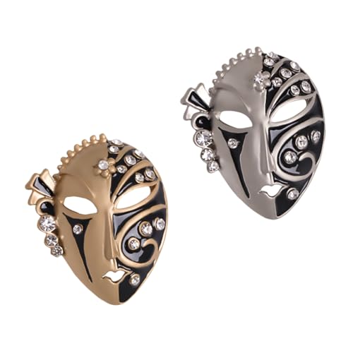 Healeved 2 Stück Teiliges Set Mode Broschen Legierung Masken Anstecknadeln Gold und Silber Robuste Stecknadeln für Kostümzubehör Schmuckbroschen für Damen und Herren von Healeved