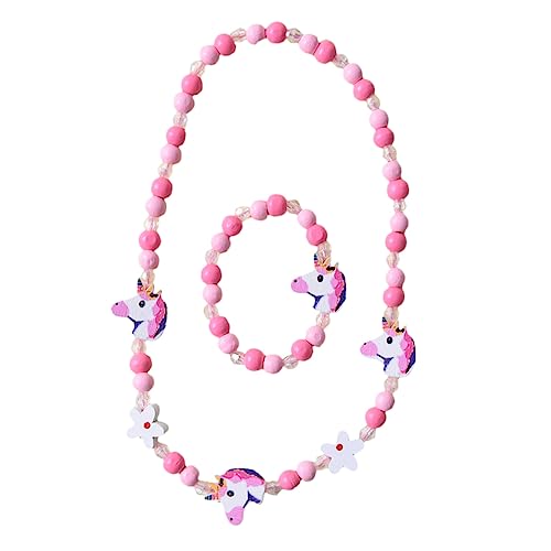 Healeved 2 Stück Teiliges Set Schmuckset mit Holzperlen und Einhorn Halskette Verstellbares Armband für Mädchen für Partys und Schulbelohnungen Healeved 2 Stück Teiliges Set Schmuckset mit Holzperlen und Einhorn Halskette Verstellbares Armband für Mädchen für Partys und Schulbelohnungen von Healeved