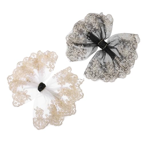 Healeved 2 Stück Teiliges Spitzen Haarschleifen Kleine Beige und Schwarze Haarklammern Haarschmuck Clips für Rückenhaare Vielseitig für Damen und Festliche Anlässe von Healeved