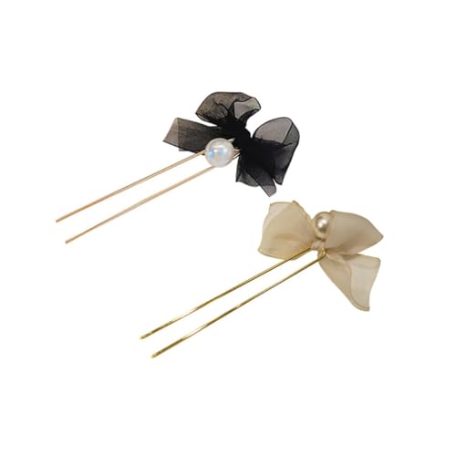 Healeved 2 Stück Teiliges Spitzen haarspangen Schleifen U förmige Haarklammern für Damen Stilvolle Haarschleifen clips in Schwarz und Gelb Dekorative Haaraccessoires für Dickes Haar und von Healeved