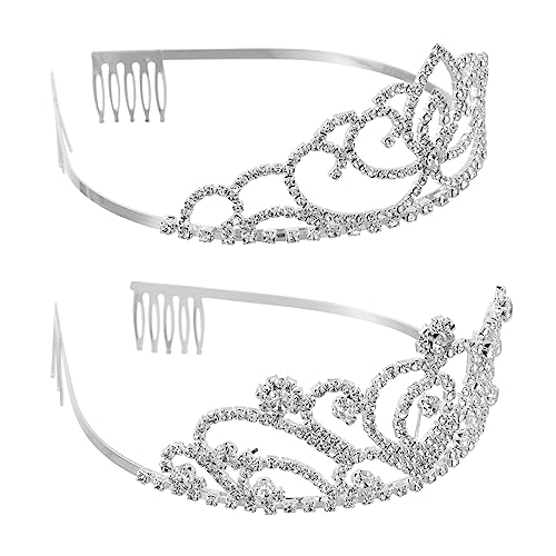 Healeved 2 Stück Teiliges Strass Haarband mit Kamm Funkelnde Brautkrone für Hochzeit Party Geburtstag Festlicher Haarschmuck für Damen Rutschfester Sitz Langlebiges Design von Healeved