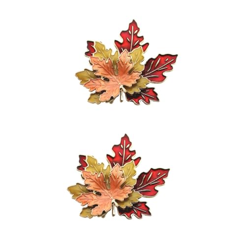 Healeved 2 Stück Trendige Tropfen Öl Brosche Ahornblatt Form Mehrlagige Dekorative Anstecknadel Sicherer Verschluss Vielseitig für Blazer Taschen Hüte Herbstmode Damen Accessoire von Healeved