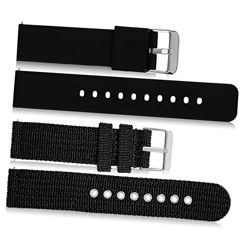 Healeved 2 Stück Uhrenarmband für Damen Herren Silikon Nylon Schnellverschluss Komfortabel Verstellbar Kompatibel mit Langlebig Hautfreundlich Perfektes Zubehör für Ihre Uhr von Healeved