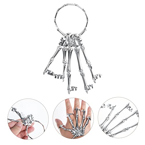 Healeved 2 Stück Unisex Skelett Hand Armband Langlebiger Legierung Verstellbares Gothic Claw Design Halloween Schmuck für Männer und Frauen Punkige Armkette mit Retro Vintage Stil von Healeved