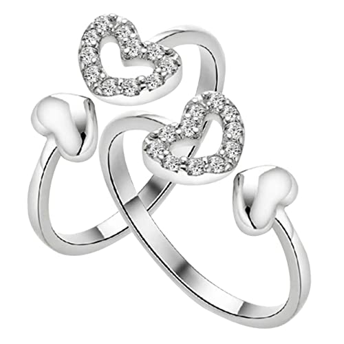 Healeved 2 Stück Verstellbarer Herz Offener Ring für Damen Charmanter Fingerring Hochwertigem für an Familie Freunde Vielseitig Elegant von Healeved