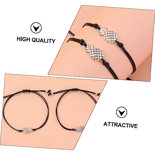 Healeved 2 Stück Verstellbares Ananas Armband Schwarz Geflochtene Wachsband Herren Damen Leicht Verstellbares Graduation Freundschaftsschmuck von Healeved