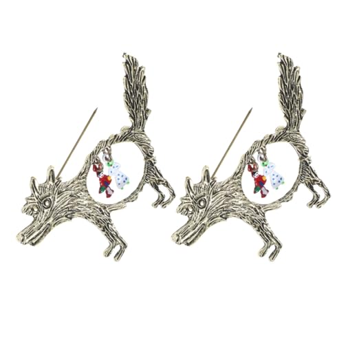 Healeved 2 Stück Vintage Brosche mit Filigranem Hohlwolf motiv aus Langlebiger Zinklegierung Elegante Anstecknadeln für Mäntel Strickjacken und Rucksäcke Modisches Accessoire für Formelle von Healeved