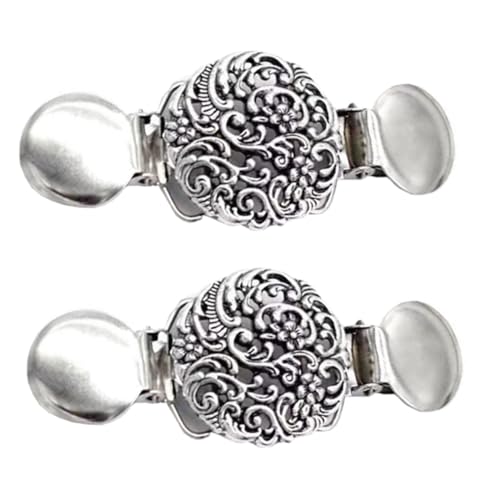 Healeved 2 Stück Vintage Flower Pattern Strickjacken Clips für Damen Set Retro Pullover Schal Clips für Formelle und Anlässe Einfach zu Befestigen Vielseitig Kombinierbar von Healeved
