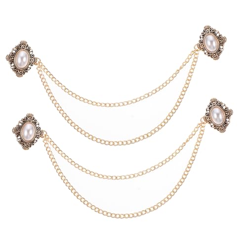 Healeved 2 Stück Vintage Herren Brosche Retro Ketten Clips für Hemd Kragen Modische Anstecknadel Vielseitiges Schmuckaccessoire für Blazer Strickjacke Schals Leicht und Elegant von Healeved