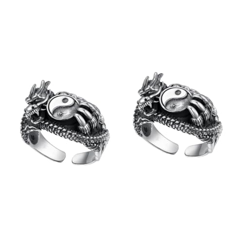 Healeved 2 Stück Vintage Ring Metall Herren Schmuck Kostüm Schmuck für Besondere Anlässe Langlebig Partys Hochzeiten mit Eleganter Vintage Design von Healeved