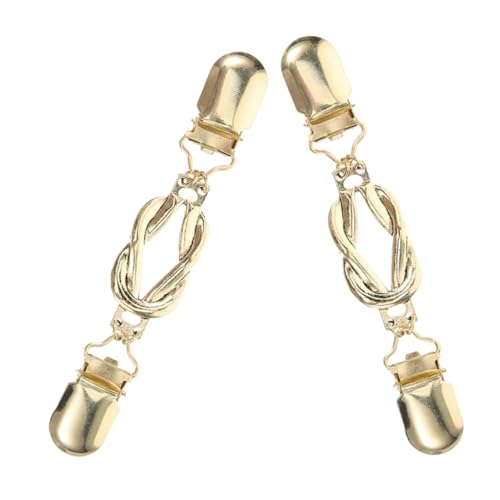 Healeved 2 Stück Vintage Strickjacken Clips Damen Praktische Metallbroschen mit Kette Pulloverhalter für Cardigans und Schals Verschleißfeste Umhang und Kleidungsclips von Healeved