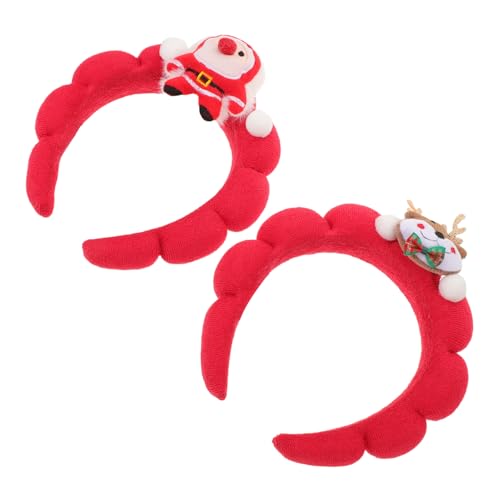 Healeved 2 Stück Weihnachts-haarreifen aus Weichem Schwamm mit Niedlichem Santa Claus Design Flexible Bequeme Xmas Party Haarbänder für Festliche Kostüm-accessoires und Saisonale von Healeved