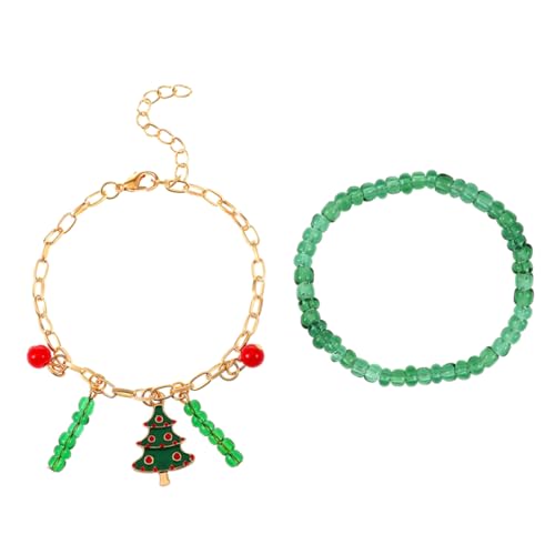 Healeved 2 Stück Weihnachtsarmbänder mit Perlen für Mädchen und Frauen Kreative Handwerksarmbänder Festliche Schmuckdekoration für Weihnachten und Besondere Anlässe von Healeved