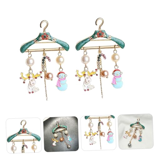 Healeved 2 Stück Weihnachtsbrosche mit Niedlichen Perlenmotiven Schneemann Zuckerstange Festliche Corsage Schmuck Modisches Kleidungsaccessoire für Damen Festliche Outfits von Healeved