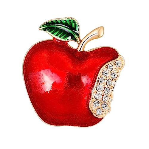 Healeved 2 Stück Weihnachtsbroschen Apfel Design Legierte Weihnachts Corsagen mit Strass Leichte Cartoon Broschen für Kleidung Taschen Mützen Festliche Party und Geschenkideen von Healeved