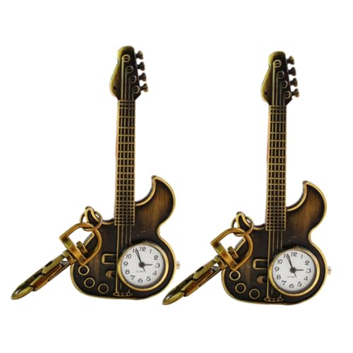 Healeved 2 Stücke Gitarre Keychain Uhr Vintage Musik Charme Schlüsselring Für Gitarristen Mode Zubehör von Healeved