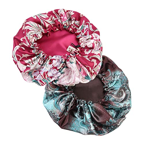 Healeved 2 Stücke Seide Schlaf Motorhaube Satin Schlafen Rot Satin Schlaf Motorhaube Frauen Schlaf Kappe von Healeved