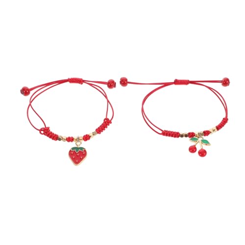 Healeved 2 Stücke String Armband Schmuck Früchte Handgelenk Seil Legierung Rot von Healeved