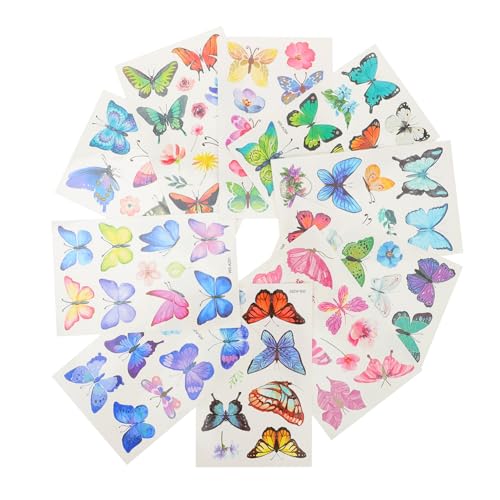 Healeved 20 Blatt Schmetterling Tattoos Selbstklebend Bunte Temporäre Transfer Aufkleber Hautfreundlich Einfach Aufzutragen Für Mädchen DIY Körperkunst Und Deko von Healeved