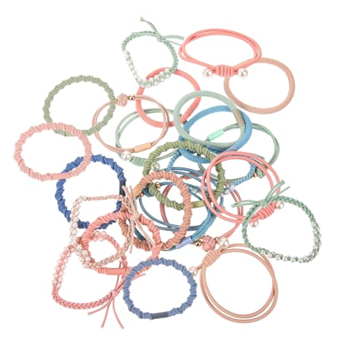 Healeved 20 Stück Stirnband Haarschmuck Perle Spiralförmige Haargummis Elastische Haarbänder Krawatten Haarzubehör Klein Pferdeschwanz Haarelastik Mädchen Und Gummiband von Healeved