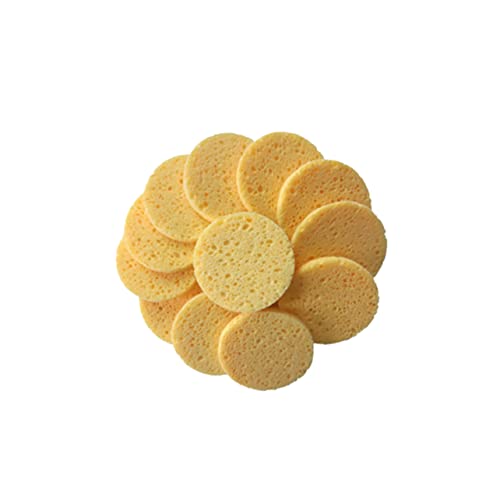 Healeved Make Up Schwamm Gesichtsreinigung Wattepads 20 Stück Rund Größe Xs (60 X 8 Mm) Weich und Hautfreundlich Make Up Entferner Pads Sanftes Peeling Überschüssiges Öl Entfernen Gelb von Healeved