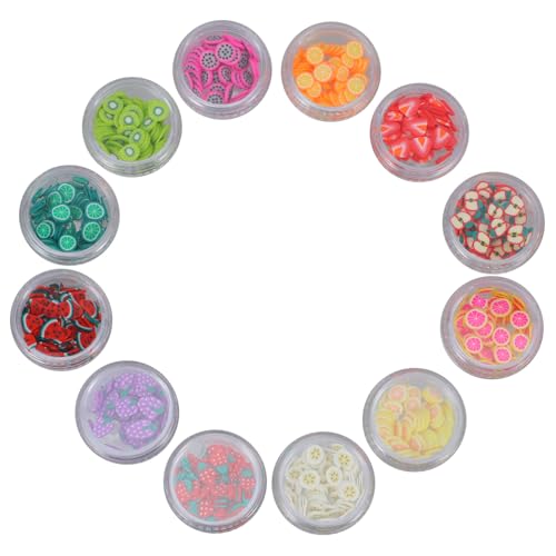 Healeved Kartons -Maniküre 3D-Nagelanhänger Nagelkunst Fruchtscheiben Vase Füllerperle Farbperlen Ton 3D-Charme Nail-Art-Zubehör Polymer-Ton-Aufkleber Maniküre-Dekorationen Colorful von Healeved