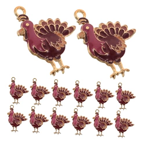 Healeved 24 Stück Putenschmuck Anhänger Truthahn-anhänger Thanksgiving Crafts Halskette Thanksgiving Day Halskette Party Truthahnschmuck Danksagung Zinklegierung von Healeved