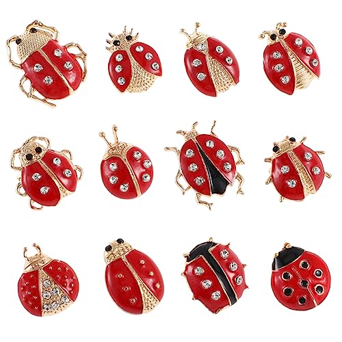 Healeved 24 Stück Teiliges Set Kreative Marienkäfer Broschen Insekten Broschen mit Strass Anstecknadeln für Damen und Mädchen Vielseitig für Kleidung Taschen Jacken Partys und Alltag von Healeved