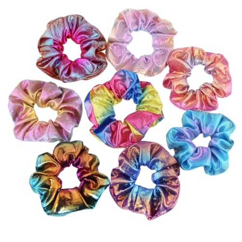 Healeved 24stücke Metallische Regenbogen-haargummis Elastische Stretch-haargummis Bunte Für Damen Und Mädchen Pferdeschwanzhalter Haarseile Rosa Blau Blaubraun Orangerot Regenbogen von Healeved