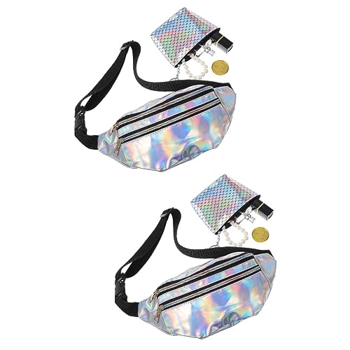 Healeved 2Sätze Damen Fanny Pack mit Verstellbarem Gürtel und Glänzendem Design Wasserdichter Taillenbeutel für Festivals Outdoor Sport und Reisen Münzgeldbörse Hochwertigem von Healeved