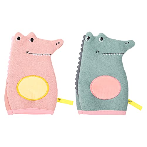Healeved 2St Badetuch für Handschuh Karikatur Puff skincare zubehör skin care zubehör rutschhemmer Tiermuster skincarepen für freundinen Tiermotiv cleaning gloves Viskose von Healeved