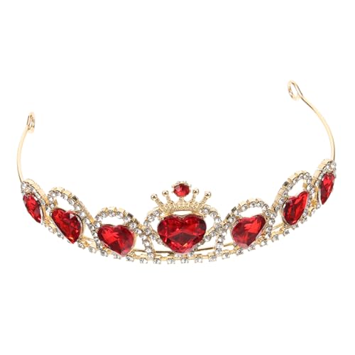 Healeved Heart Crown 2st Brautkrone Handgemachtes Kronendekor Halloween-cosplay-krone Prinzessin Tiara Tiaras Birthday Crown Geburtstagskrone Hochzeitskleid Tiara Hochzeitskrone Kupfer-eisen-acryl Rot von Healeved