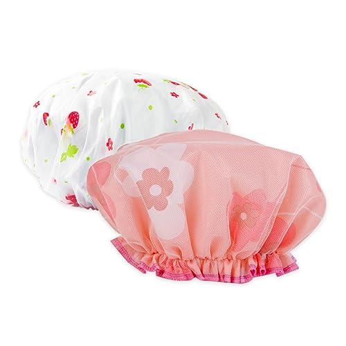 Healeved 2St Damen Badehut Haarkappe für die Dusche süße duschhauben Dauersprühflasche Haarnetze für Damen badehauben shower caps halstuch damen Duschhut bilden Stillmütze Fräulein von Healeved