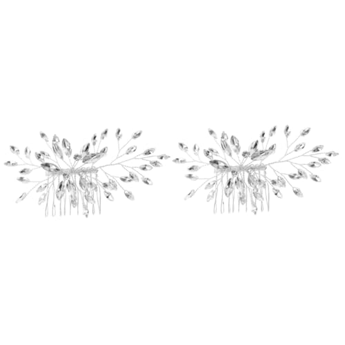 Healeved 2stücke Braut Haarschmuck Haarkamm Für Hochzeiten Kristallkopfbedeckung Handgefertigte Haaraccessoires Für Besondere Anlässe Silberner Hochzeitskamm von Healeved