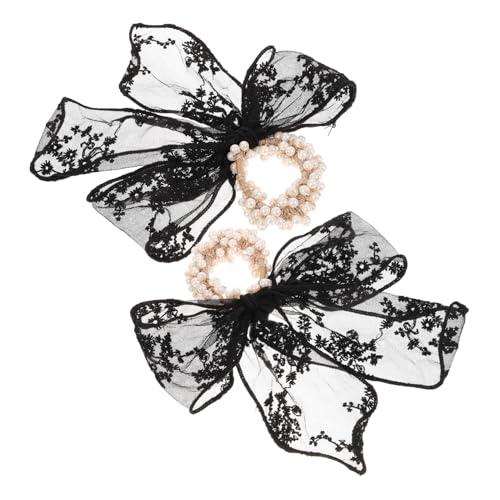 Healeved 2 Stück Perlen Haarband Mit Schleifen Elastische Haargummis Für Frauen Und Mädchen Dekorative Haaraccessoires Für Pferdeschwanz Und Hochzeiten von Healeved