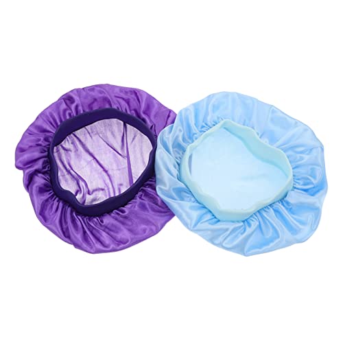 Healeved Elastische Schlafmütze für Kinder Aus Seide 2er-pack Schlafmütze mit Riemen für Jungen und Mädchen Bademütze für Kleinkinder Haarpflegemütze Weich und Bequem Zum Waschen Des Gesichts von Healeved