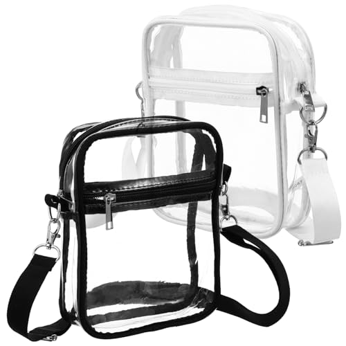 Healeved 2stücke Transparente Schultertaschen Verstellbare Umhängetaschen Für Damen Für Konzerte Festivals Und Reisen Praktische Kosmetiktaschen Mit Reißverschluss von Healeved