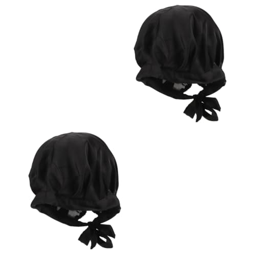 Healeved 2St Nachthaube Streamer Duschhaube Turban für Männer Duschhaube für Kinder schnittschutzhelm safety helmet Haarhaube aus Seide Haarkappe Nachtschlafmütze Zylinder Haushut von Healeved