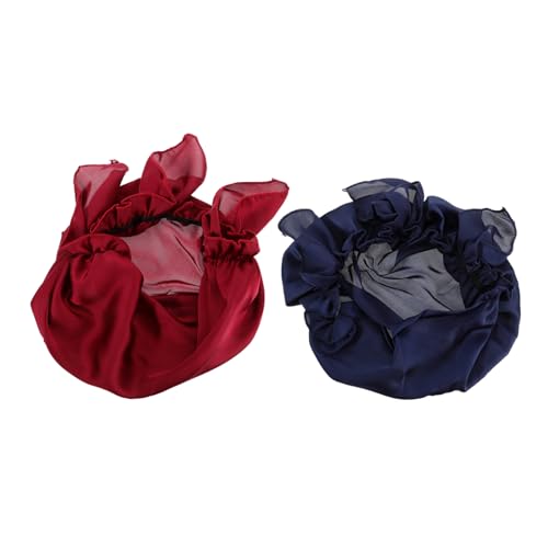 Healeved Seidige Haarkappe Elastisch für Damen Satin-schlafmütze Weicher und Bequemer Haarschutz Zum Schlafen 2-teiliges Set von Healeved