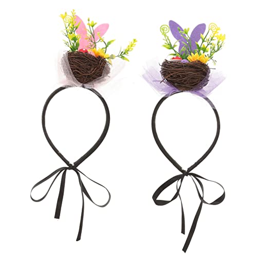 Healeved 2St Osterkopfschmuck tier haarreif tierhaarreifen Tierisches Haarband Haarreif von Osterd Hasenohren Haarreif Haarschmuck für Frauen Kopfbedeckung für die Osterparty hölzern von Healeved