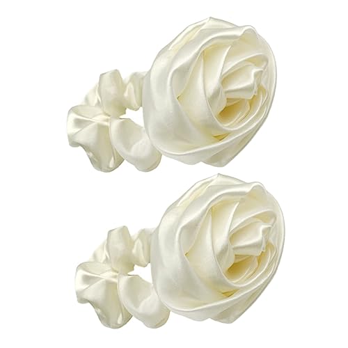 Healeved Haargummis Mit Rosen 2 Stück Satin-haarbänder Mit Rosen Große Haarseile Modisches Haar-accessoire Für Damen von Healeved