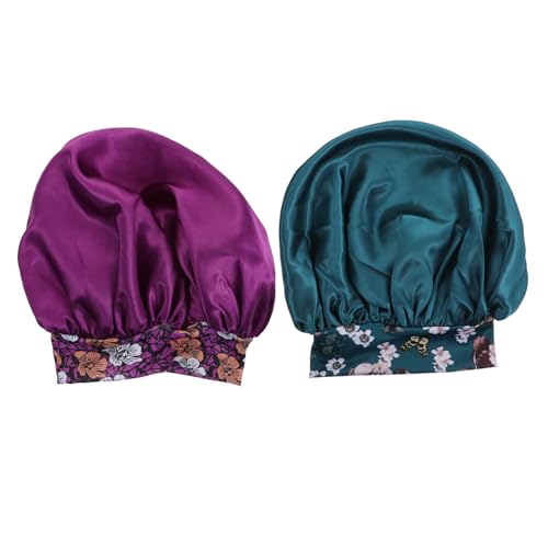 Healeved Rutschfeste Schlafmütze Für Zuhause 2er-set Satin-haube Breitkrempig Haarpflege Weich Dehnbar Für Frauen Und Mädchen Loch von Healeved