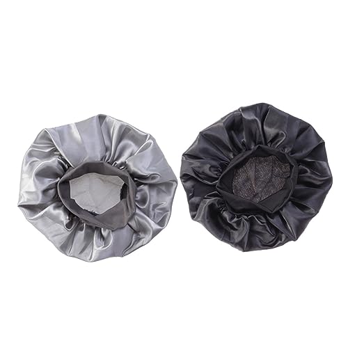 Healeved 2stücke Breitrandige Elastische Schlafhaube Für Und Mädchen Chemotherapie-haube Schützt Das Haar Schwarz Silber Für Haarausfall Und Nächtlichen Komfort von Healeved